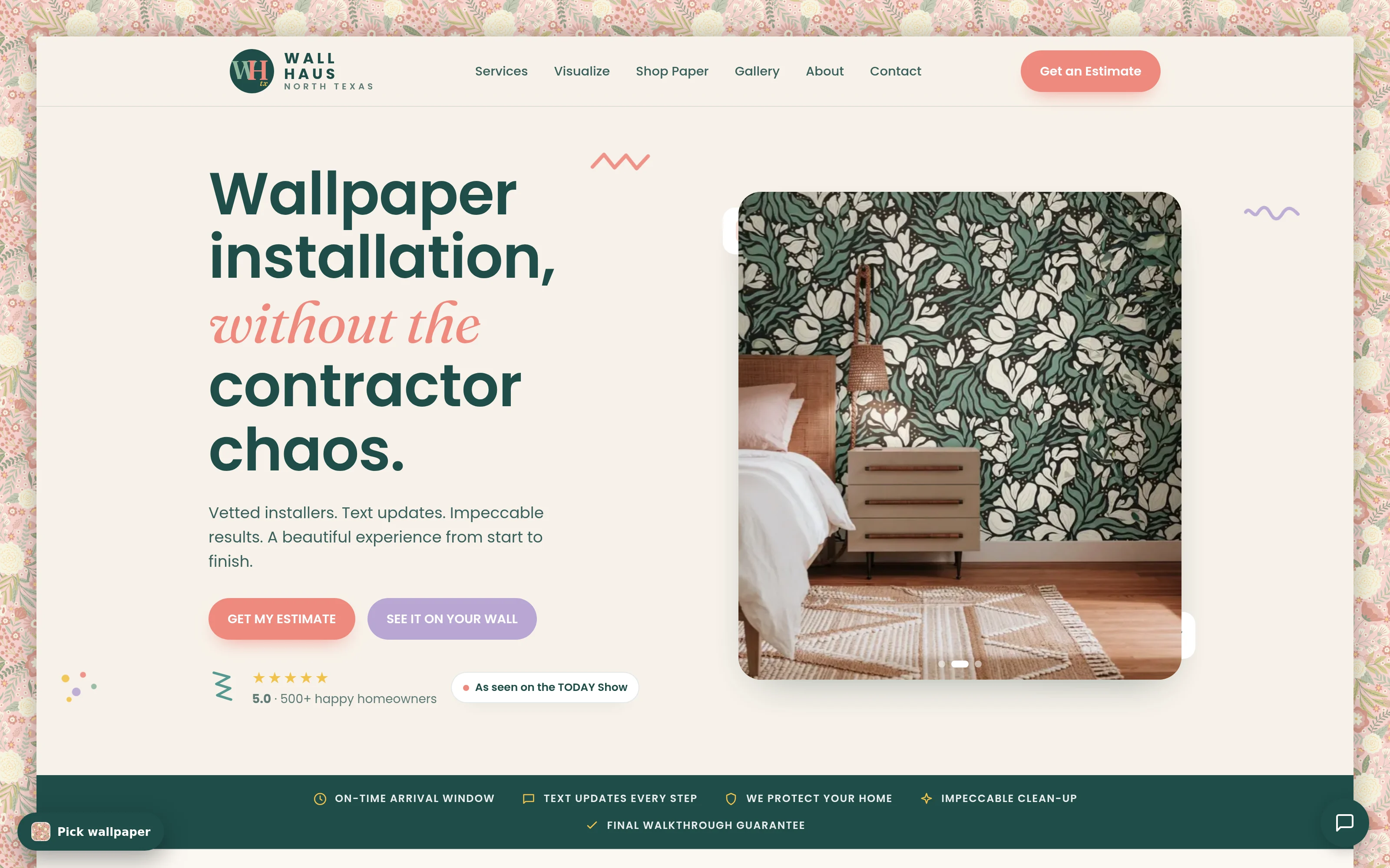 A generated client website — Wall Haus, a full production site